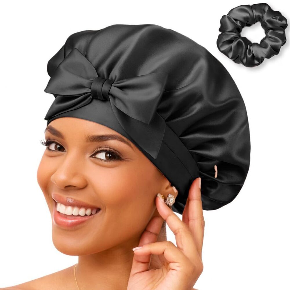5796 Silk Bonnet 100% Mulberry Silk Sleep Cap Breathable & Adjustable